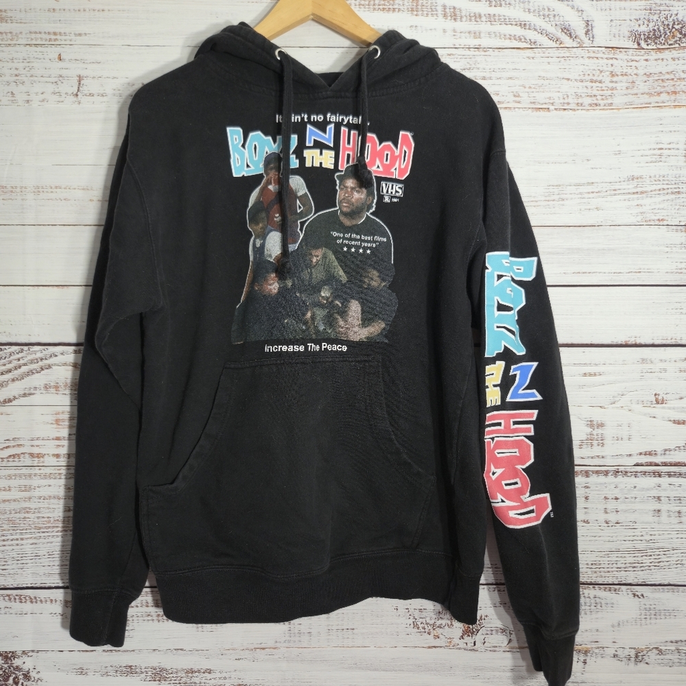 BOYZ N THE HOOD Men's Black Sweatshirt Hoodie VHS Cover ICE CUBE Boys Sz SM